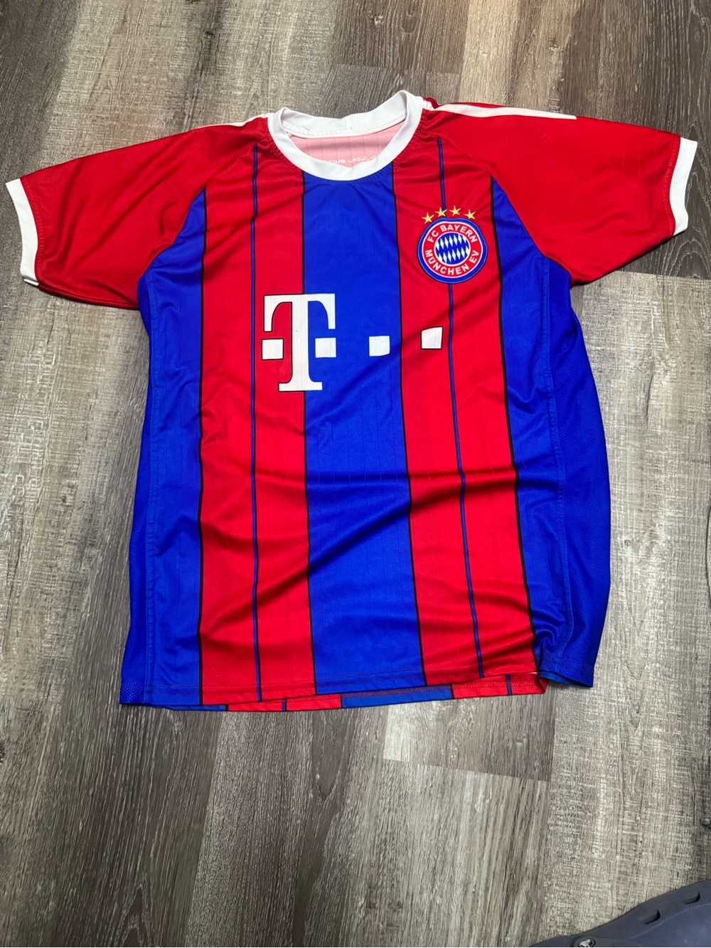 FC Bayern Mens Red & Blue Soccer Jersey - Official Team Style